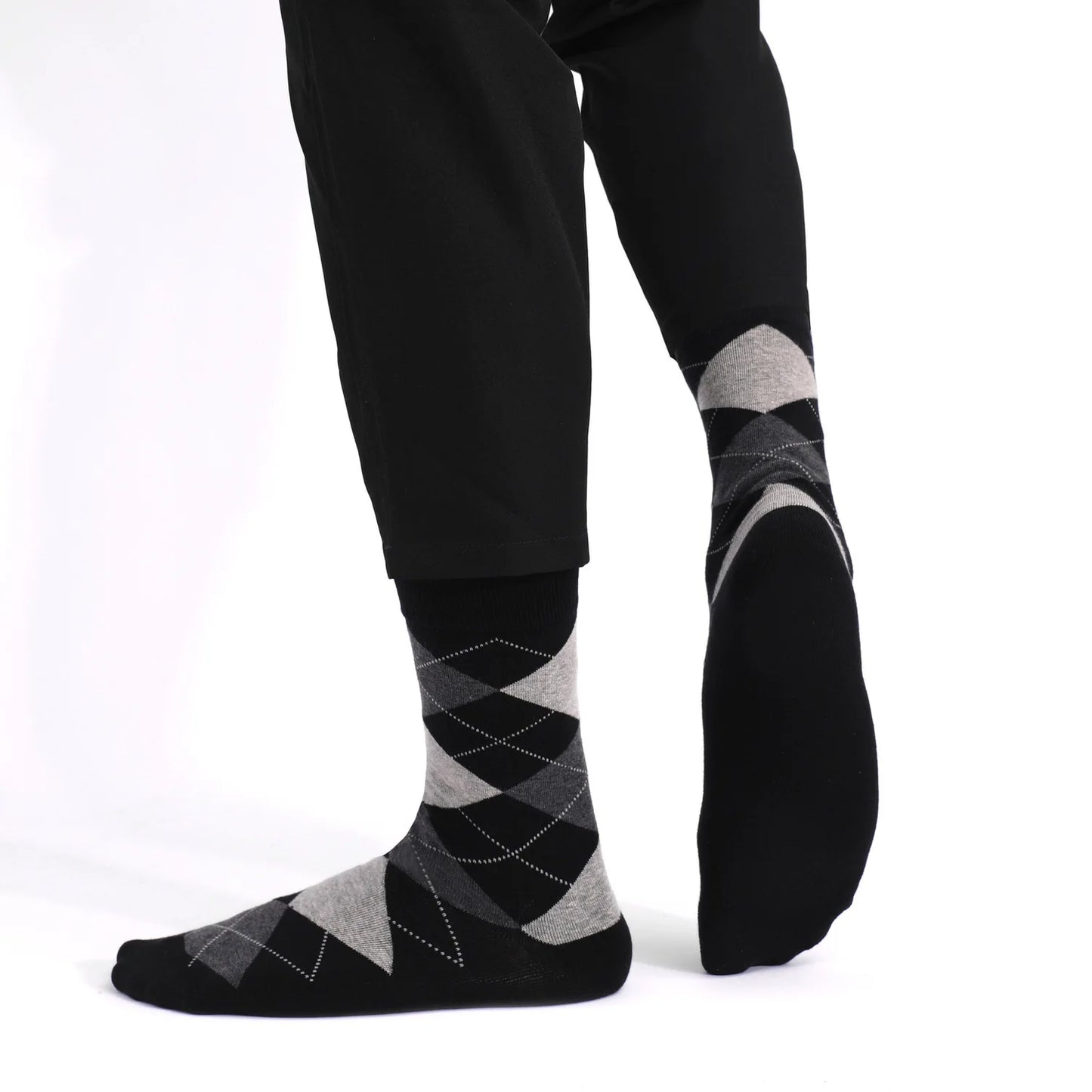 Men’s Combed Cotton Dress Socks – Breathable Argyle Crew Socks, Casual & Business Style,