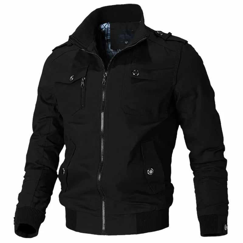 Men’s Casual Bomber Jacket – Slim Fit Military Windbreaker Coat for Streetwear Fashion