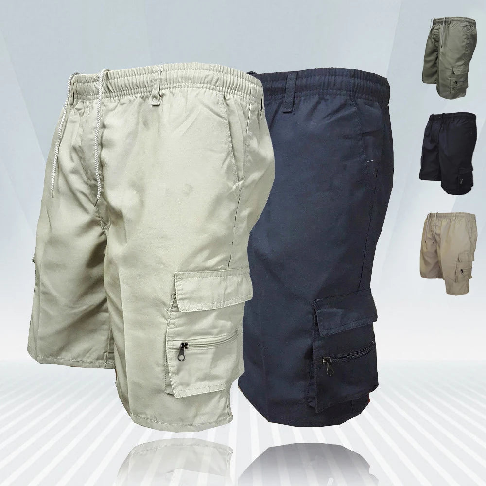 Men’s Casual Cargo Shorts with Large Pockets (Plus Size Available)