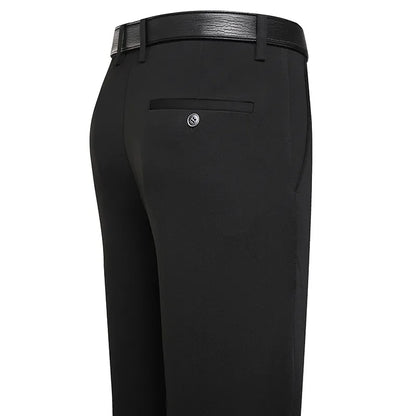 Men’s Business Casual Dress Pants – Straight Fit with Elastic Waist in Black & Navy Blue