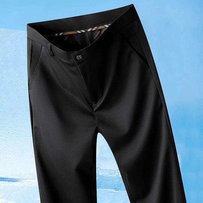 Men’s Summer Stretch Pants – Lightweight Straight-Leg Casual Trousers with Wrinkle-Free Cool-Touch Fabric (Sizes 29–42)