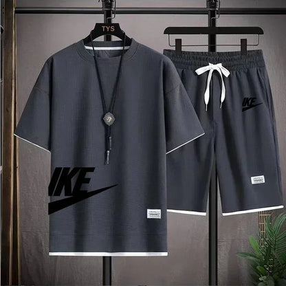 Men’s Summer Sports Set – Short Sleeve T-Shirt & Shorts, Casual Fit (M–3XL)