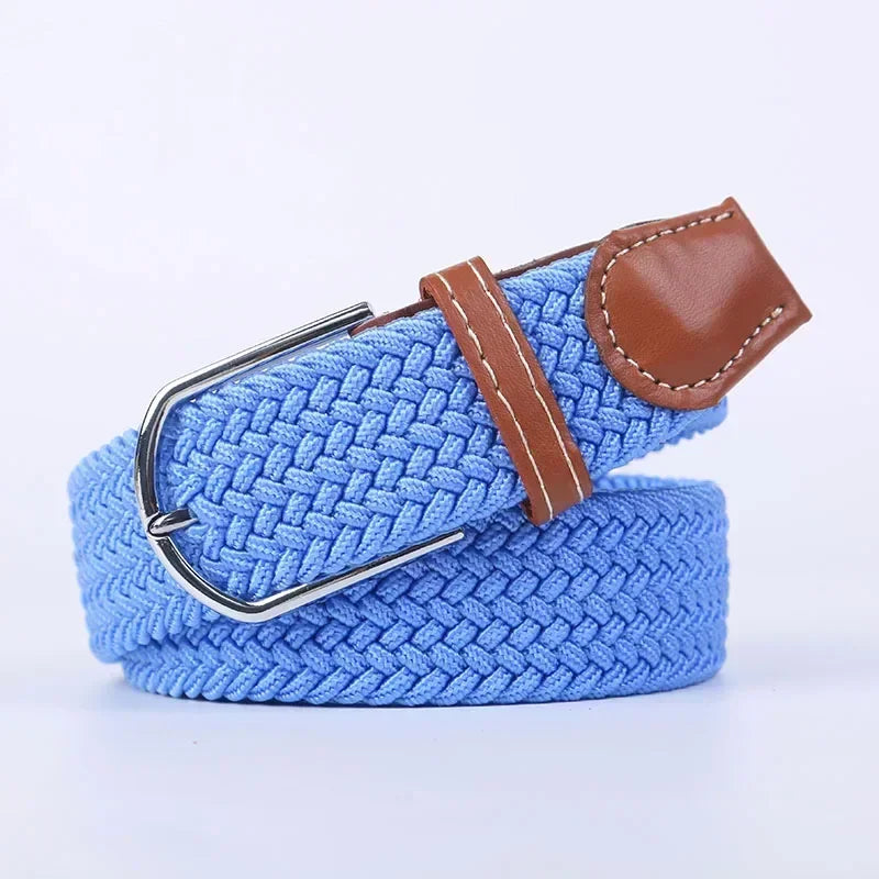 Unisex Braided Stretch Canvas Belt – Metal Pin Buckle for Jeans & Pants (107–130cm)
