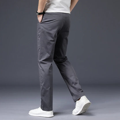 Men’s Cotton Casual Pants – Stretch Straight-Leg Trousers with Plus Size Fit, High-Quality Everyday Wear
