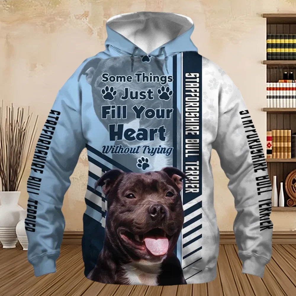 Men’s Animal Dog Print Hoodie – Casual 3D Graphic Pullover Sweatshirt with Long Sleeve Comfort Fit