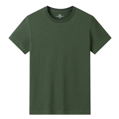 Men’s Solid Color Round Neck T-Shirt – Short Sleeve, Printed Cuffs (2/4/6 Pack)