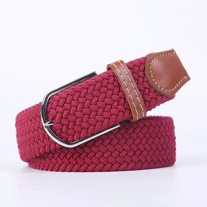 Unisex Braided Stretch Canvas Belt – Metal Pin Buckle for Jeans & Pants (107–130cm)