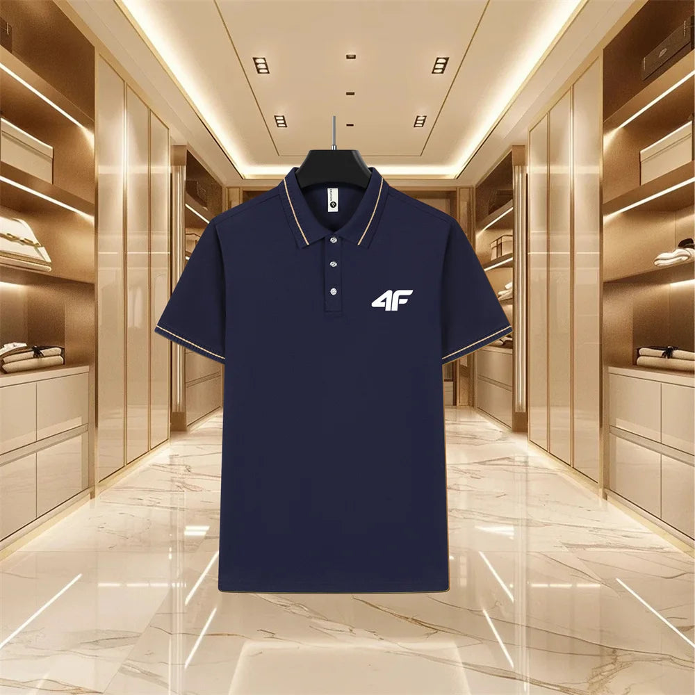 Men’s Color-Block Polo Shirt – Short Sleeve, Slim Fit Casual Style