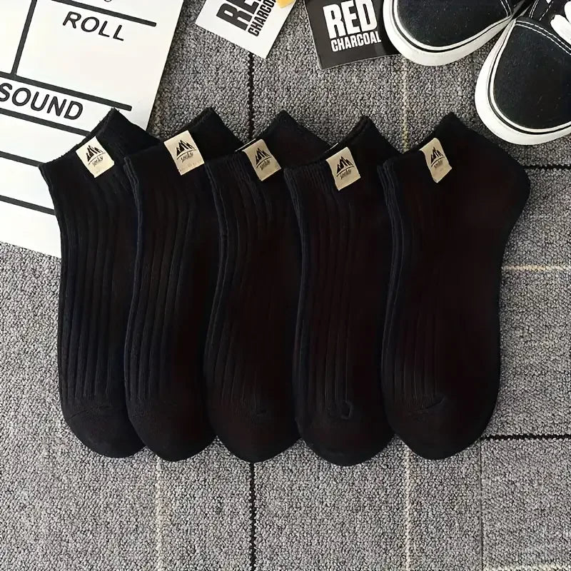 5/10 Pairs of High-Quality Men's Outdoor Sports Fitness Casual Socks in Black and White Color Comfortable