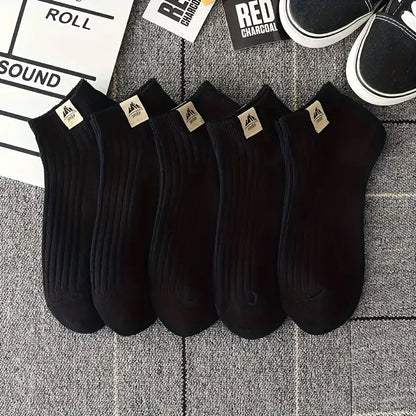 5/10 Pairs of High-Quality Men's Outdoor Sports Fitness Casual Socks in Black and White Color Comfortable