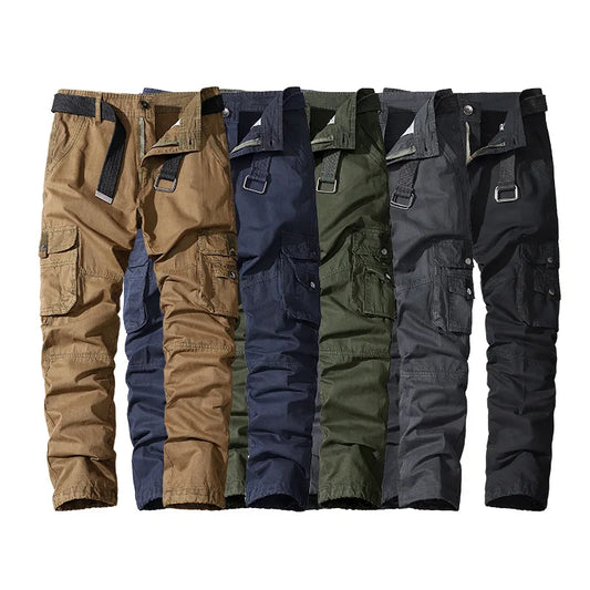 Men’s Cotton Casual Pants – Straight Fit, Multi-Pocket