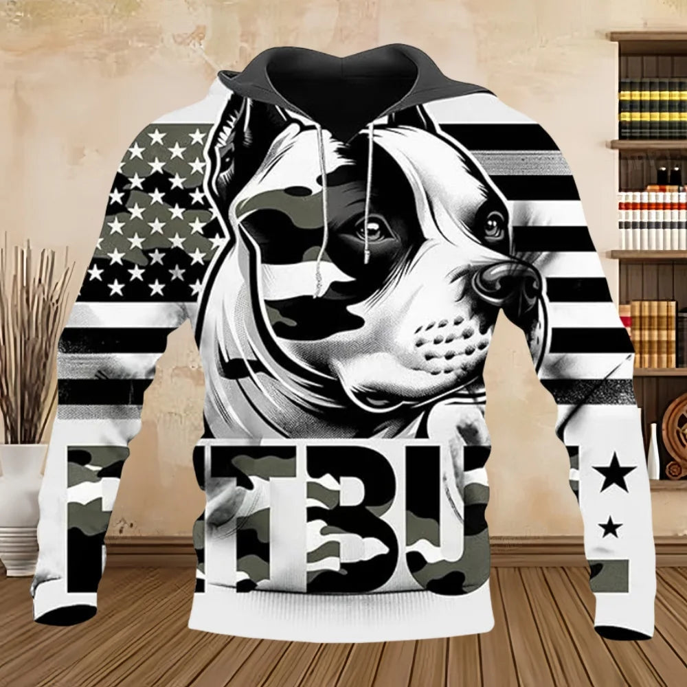 Men’s Animal Dog Print Hoodie – Casual 3D Graphic Pullover Sweatshirt with Long Sleeve Comfort Fit