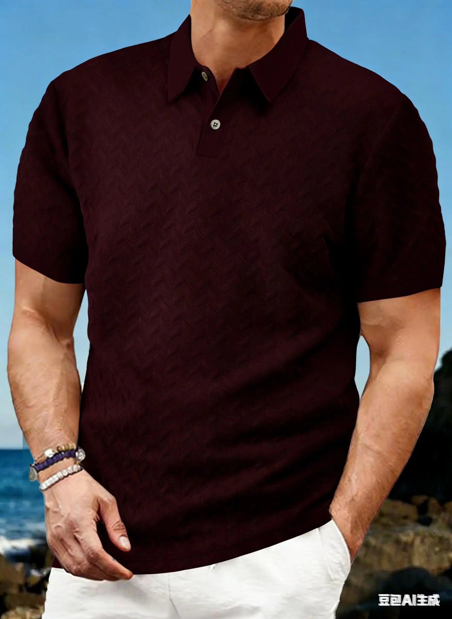 Men’s Solid Color Polo Shirt – Short Sleeve, Breathable Summer Top