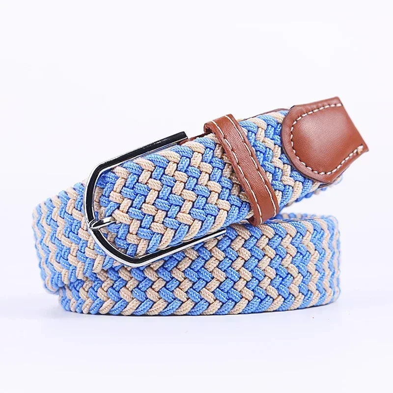 Unisex Braided Stretch Canvas Belt – Metal Pin Buckle for Jeans & Pants (107–130cm)