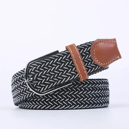 Unisex Braided Stretch Canvas Belt – Metal Pin Buckle for Jeans & Pants (107–130cm)