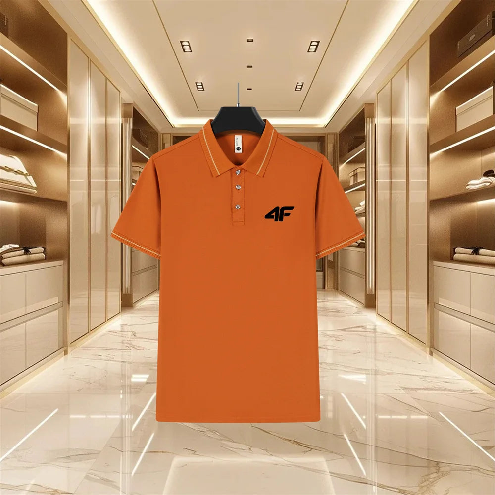 Men’s Color-Block Polo Shirt – Short Sleeve, Slim Fit Casual Style