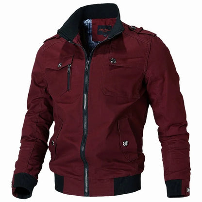 Men’s Casual Bomber Jacket – Slim Fit Military Windbreaker Coat for Streetwear Fashion