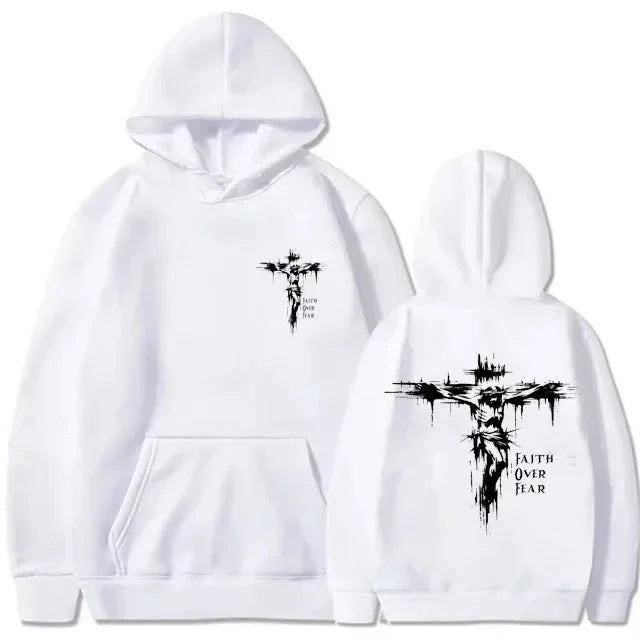 Unisex Cross Graphic Hoodie – Casual Pullover Sweatshirt with Motivational Print