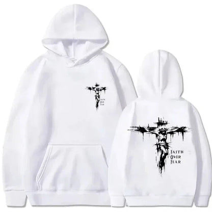 Unisex Cross Graphic Hoodie – Casual Pullover Sweatshirt with Motivational Print