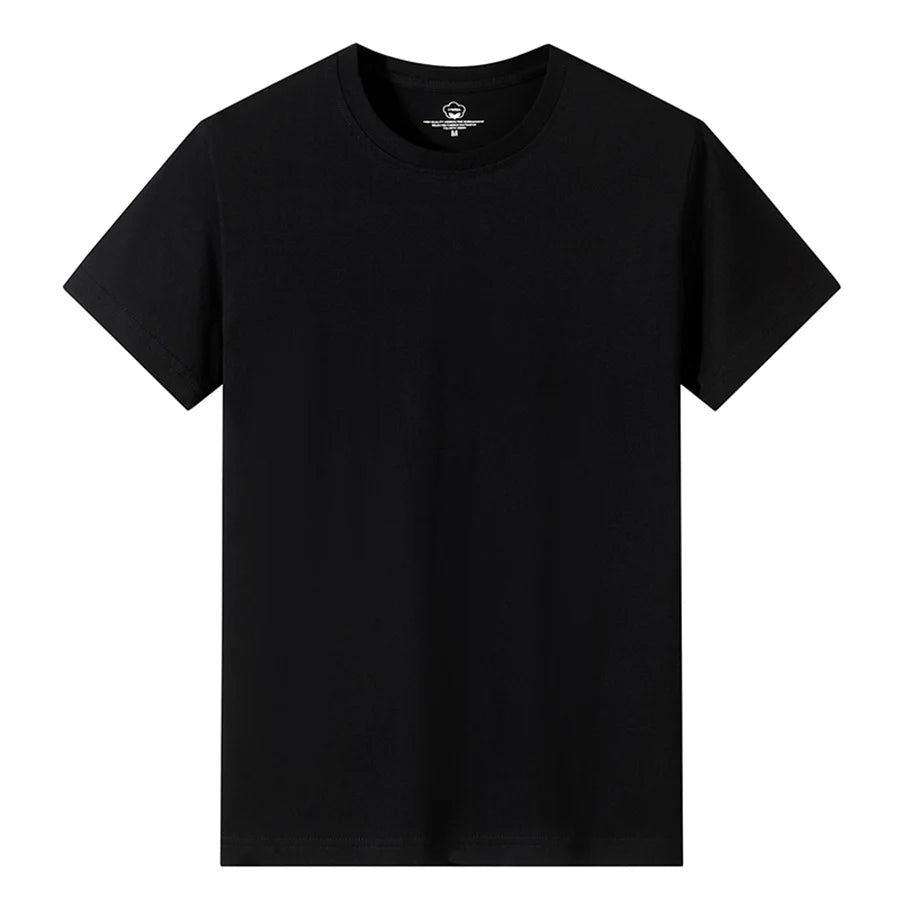 Men’s Solid Color Round Neck T-Shirt – Short Sleeve, Printed Cuffs (2/4/6 Pack)