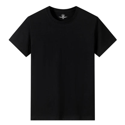 Men’s Solid Color Round Neck T-Shirt – Short Sleeve, Printed Cuffs (2/4/6 Pack)