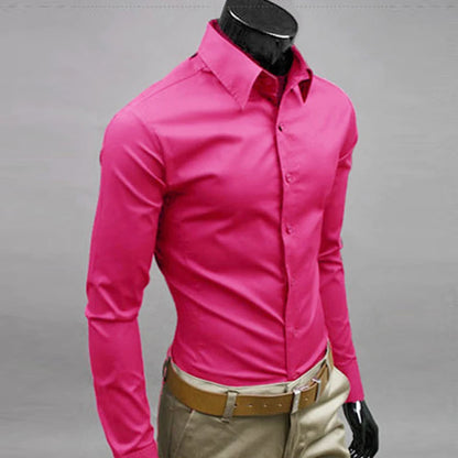 Men’s Long Sleeve Button-Up Shirt – Slim Fit Casual & Formal Wear