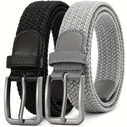 2-Pack Unisex Elastic Woven Belts – Casual Stretch for Jeans & Outdoor Use (105/115/125cm)
