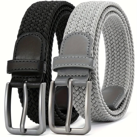 2-Pack Unisex Elastic Woven Belts – Casual Stretch for Jeans & Outdoor Use (105/115/125cm)