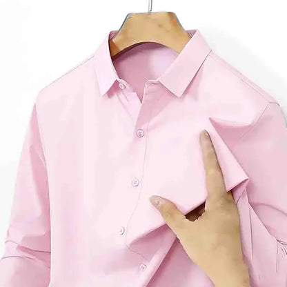 Men’s Non-Iron Teal Blue Long Sleeve Button-Up Shirt – Business Wear