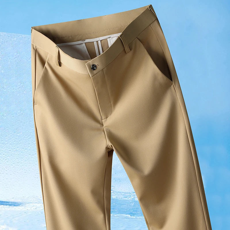 Men’s Summer Stretch Pants – Lightweight Straight-Leg Casual Trousers with Wrinkle-Free Cool-Touch Fabric (Sizes 29–42)