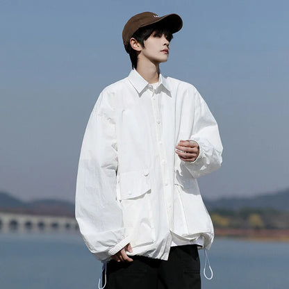 Men’s Lightweight Casual Jacket – Breathable Loose-Fit Sun Protection Coat with Large Pockets