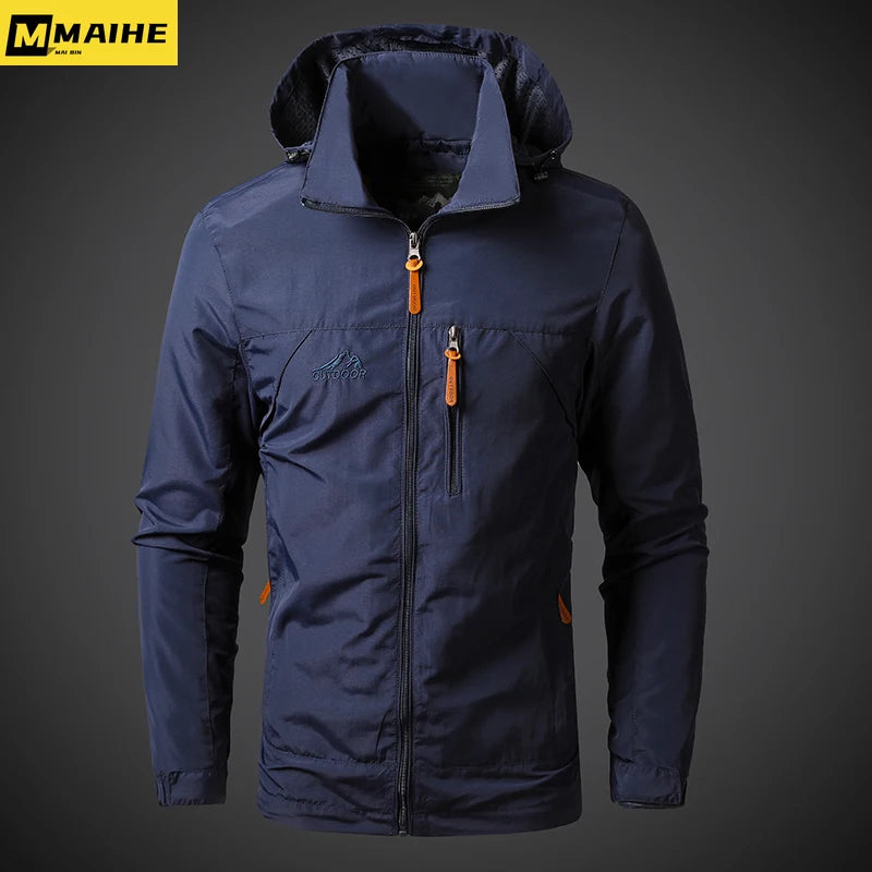 Men’s Waterproof Military Windbreaker Jacket – Hooded Outdoor Combat Coat for Hiking, Biking & Autumn Wear