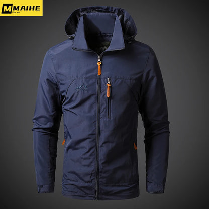 Men’s Waterproof Military Windbreaker Jacket – Hooded Outdoor Combat Coat for Hiking, Biking & Autumn Wear