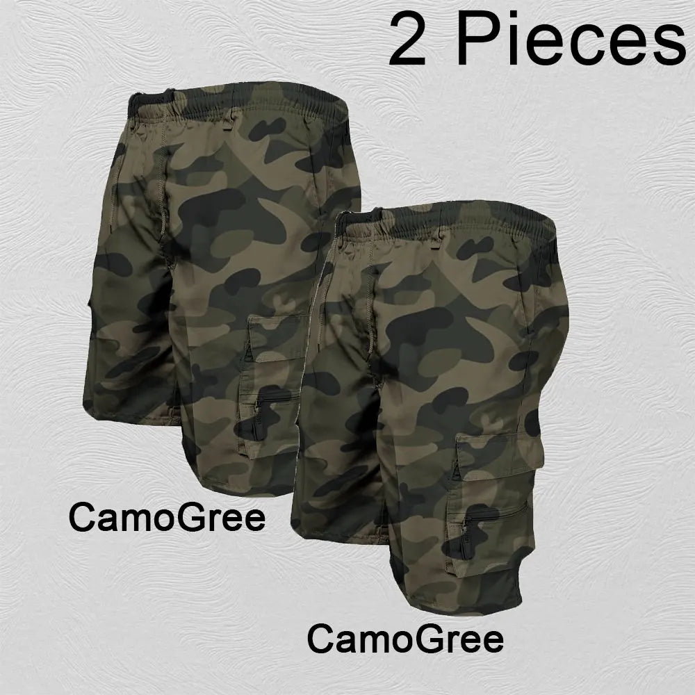Men’s Casual Cargo Shorts with Large Pockets (Plus Size Available)