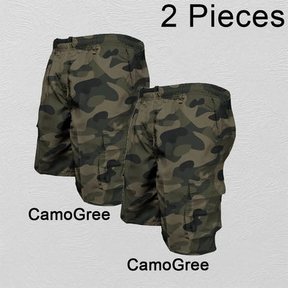 Men’s Casual Cargo Shorts with Large Pockets (Plus Size Available)
