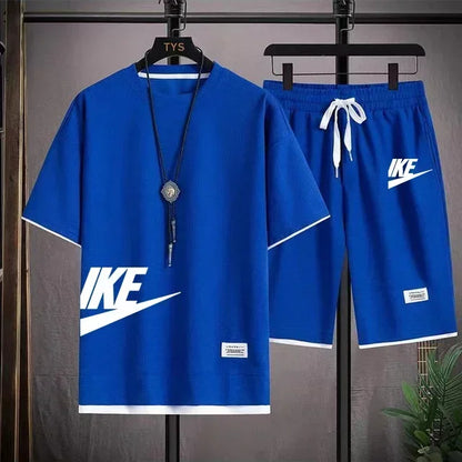 Men’s Summer Sports Set – Short Sleeve T-Shirt & Shorts, Casual Fit (M–3XL)