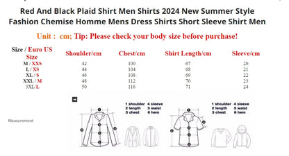 Men’s Checkered Short Sleeve Button-Up Shirt – Summer Casual Style