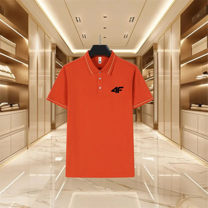 Men’s Color-Block Polo Shirt – Short Sleeve, Slim Fit Casual Style