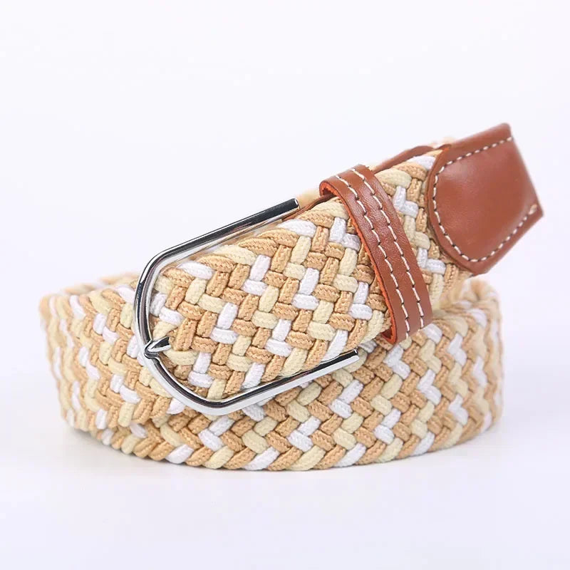 Unisex Braided Stretch Canvas Belt – Metal Pin Buckle for Jeans & Pants (107–130cm)