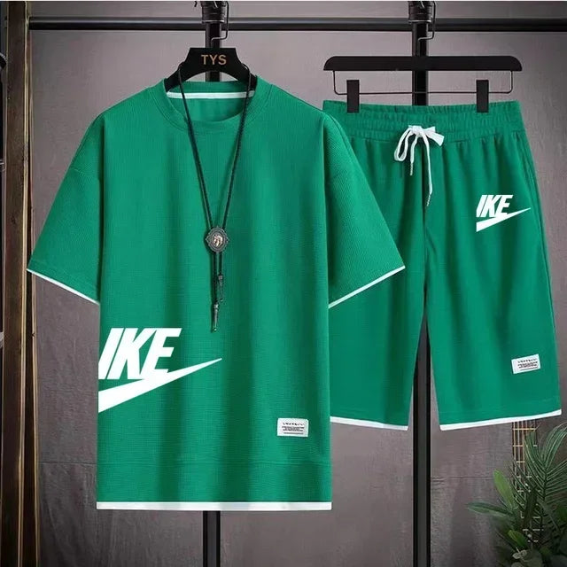 Men’s Summer Sports Set – Short Sleeve T-Shirt & Shorts, Casual Fit (M–3XL)