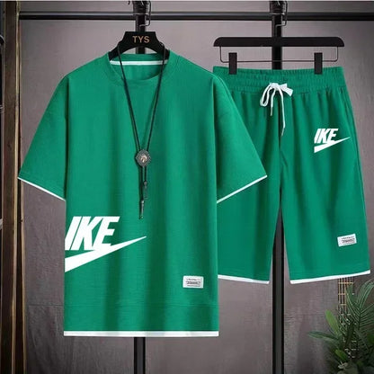Men’s Summer Sports Set – Short Sleeve T-Shirt & Shorts, Casual Fit (M–3XL)