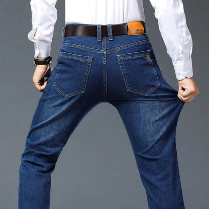 Men’s Plus Size Jeans – Straight Fit, Elastic Denim, Black & Blue