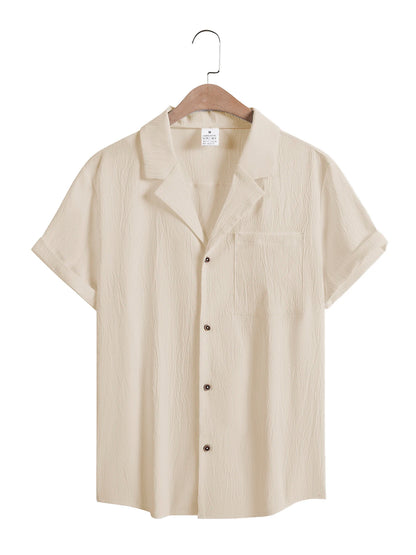 Men’s Casual Solid Color Short Sleeve Shirt – Comfortable Summer Top