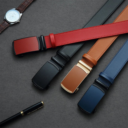 Men’s Genuine Leather Belt – Automatic Buckle Waist Strap, High-Quality Adjustable Belt for Men & Women,