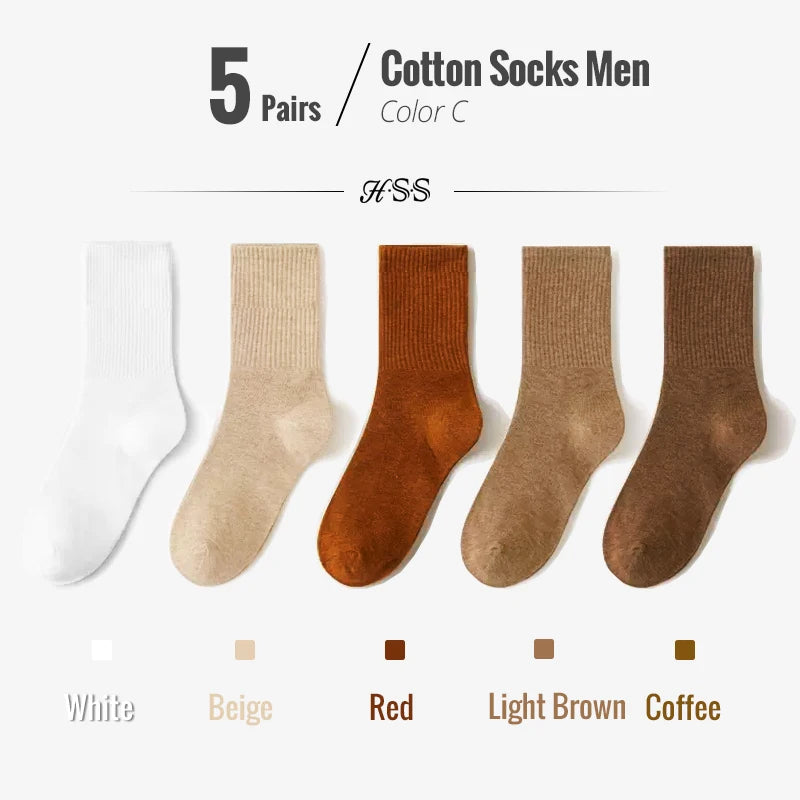 5/10-Pack Men’s Combed Cotton Dress Socks – Soft Breathable Business Crew Socks,Multiple Colors