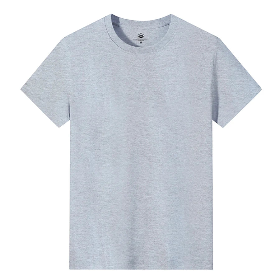 Men’s Solid Color Round Neck T-Shirt – Short Sleeve, Printed Cuffs (2/4/6 Pack)