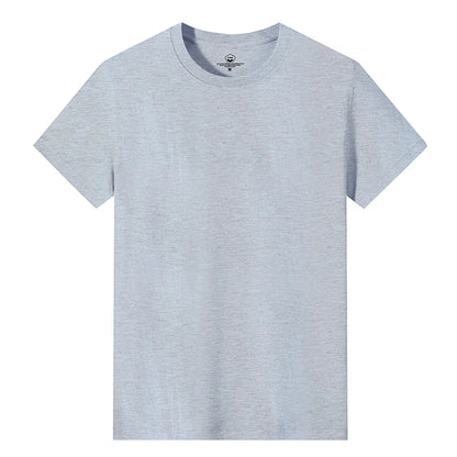Men’s Solid Color Round Neck T-Shirt – Short Sleeve, Printed Cuffs (2/4/6 Pack)