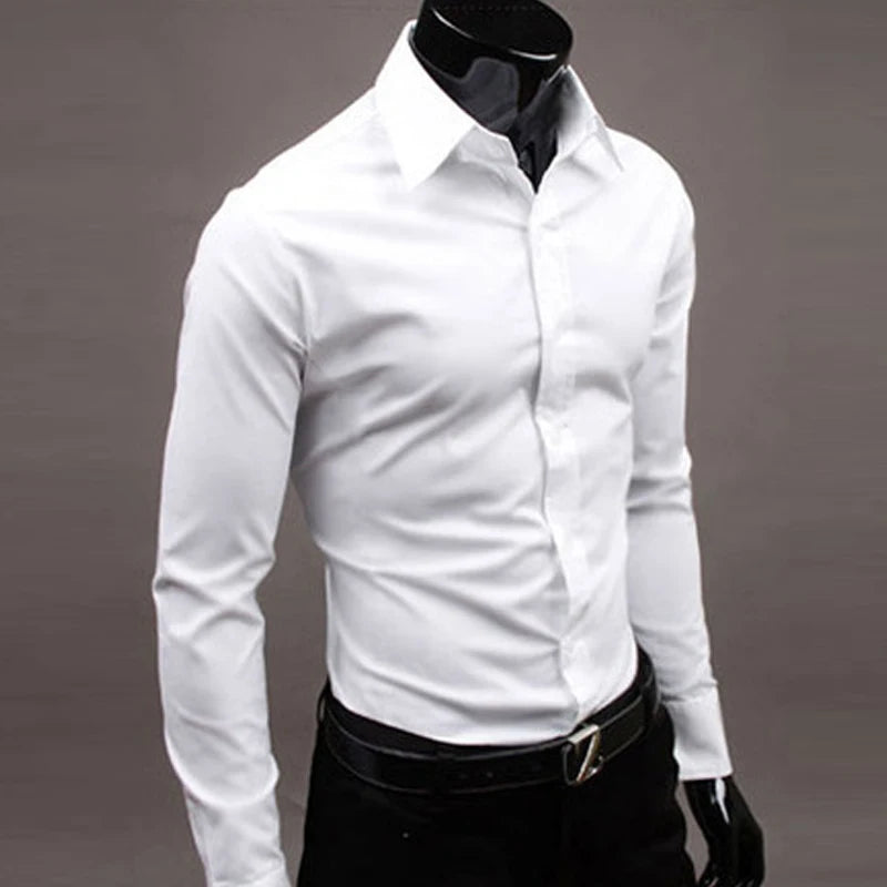 Men’s Long Sleeve Button-Up Shirt – Slim Fit Casual & Formal Wear