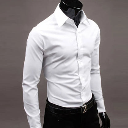 Men’s Long Sleeve Button-Up Shirt – Slim Fit Casual & Formal Wear