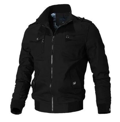 Men’s Casual Bomber Jacket – Slim Fit Military Windbreaker Coat for Streetwear Fashion